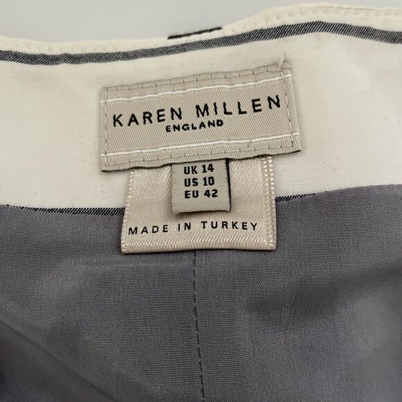 Karen Millen Pencil Dress Unique‎ Folded Neckline Striped Business Workwear 10 - Picture 3 of 13